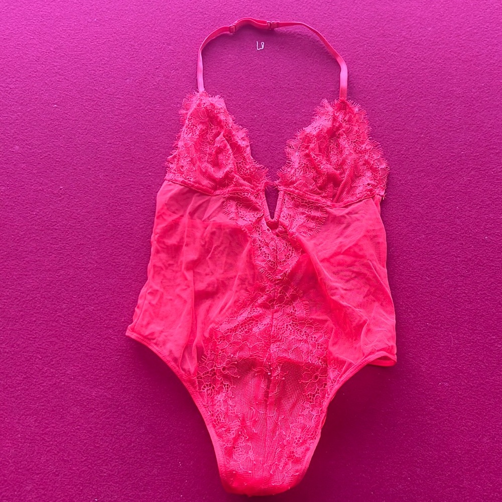 Orange lace teddy